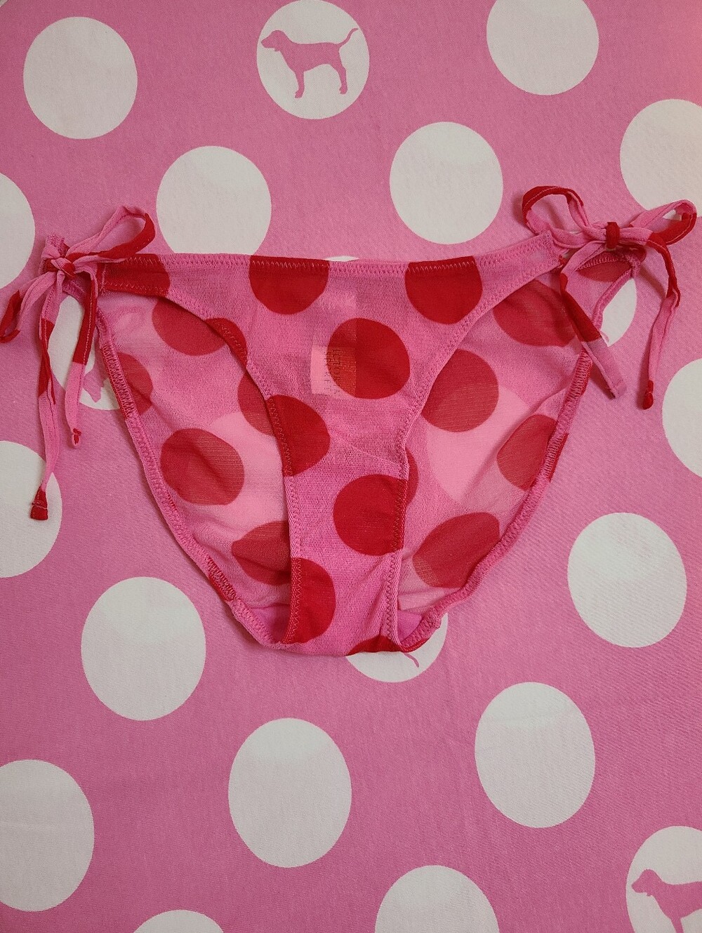 NWT Rare VTG VS PINK Sheer Mesh Side Tie String Bikini Panty Size XS/S